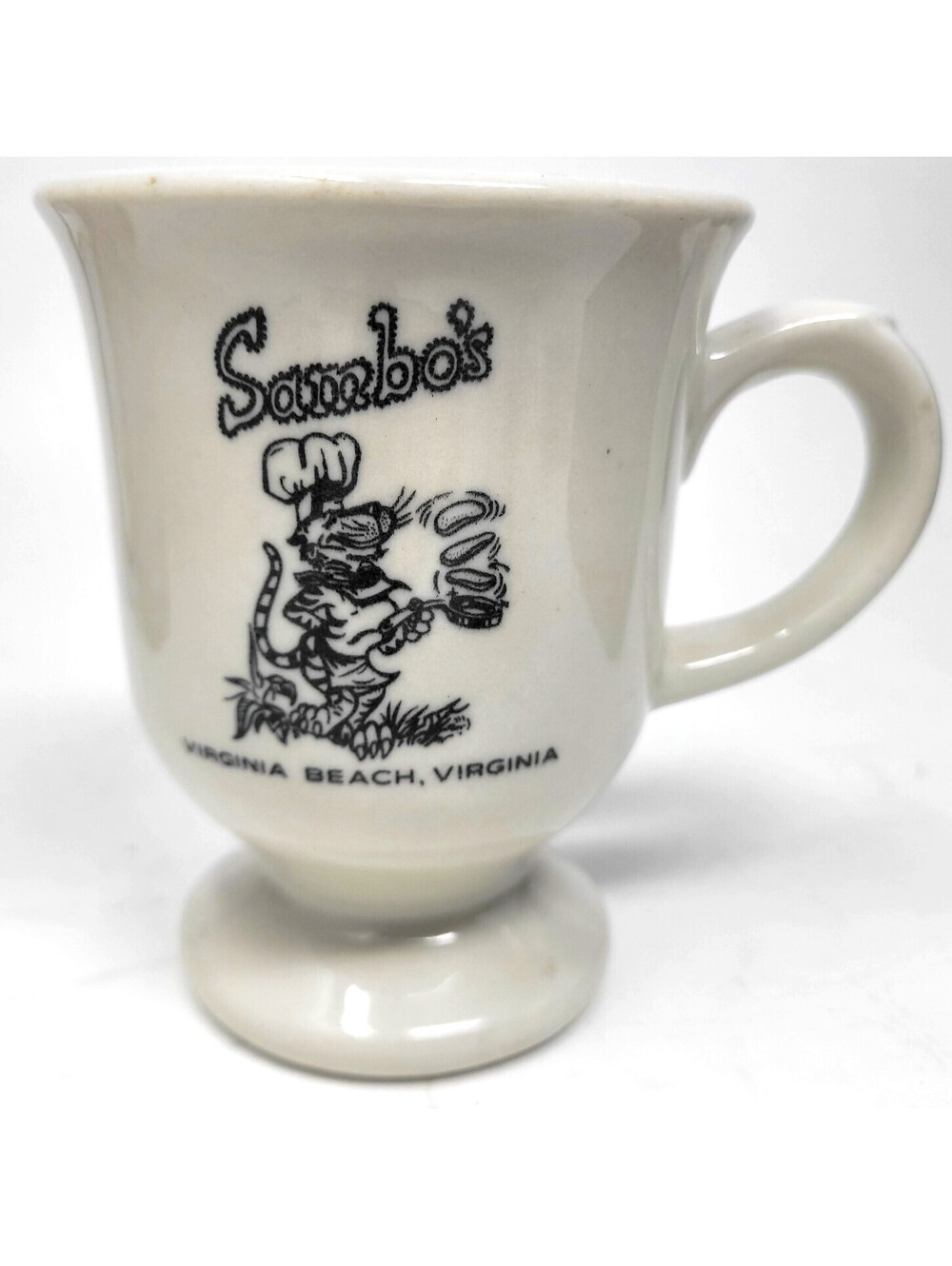 1970s Sambo's Restaurant Virginia Beach VA Shenango China Footed Coffee Mug Vtg